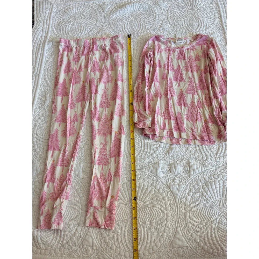Tullabee Toddler Girls Bamboo Pajamas Set Long Sleeve Pink Winter Trees Size 5-6